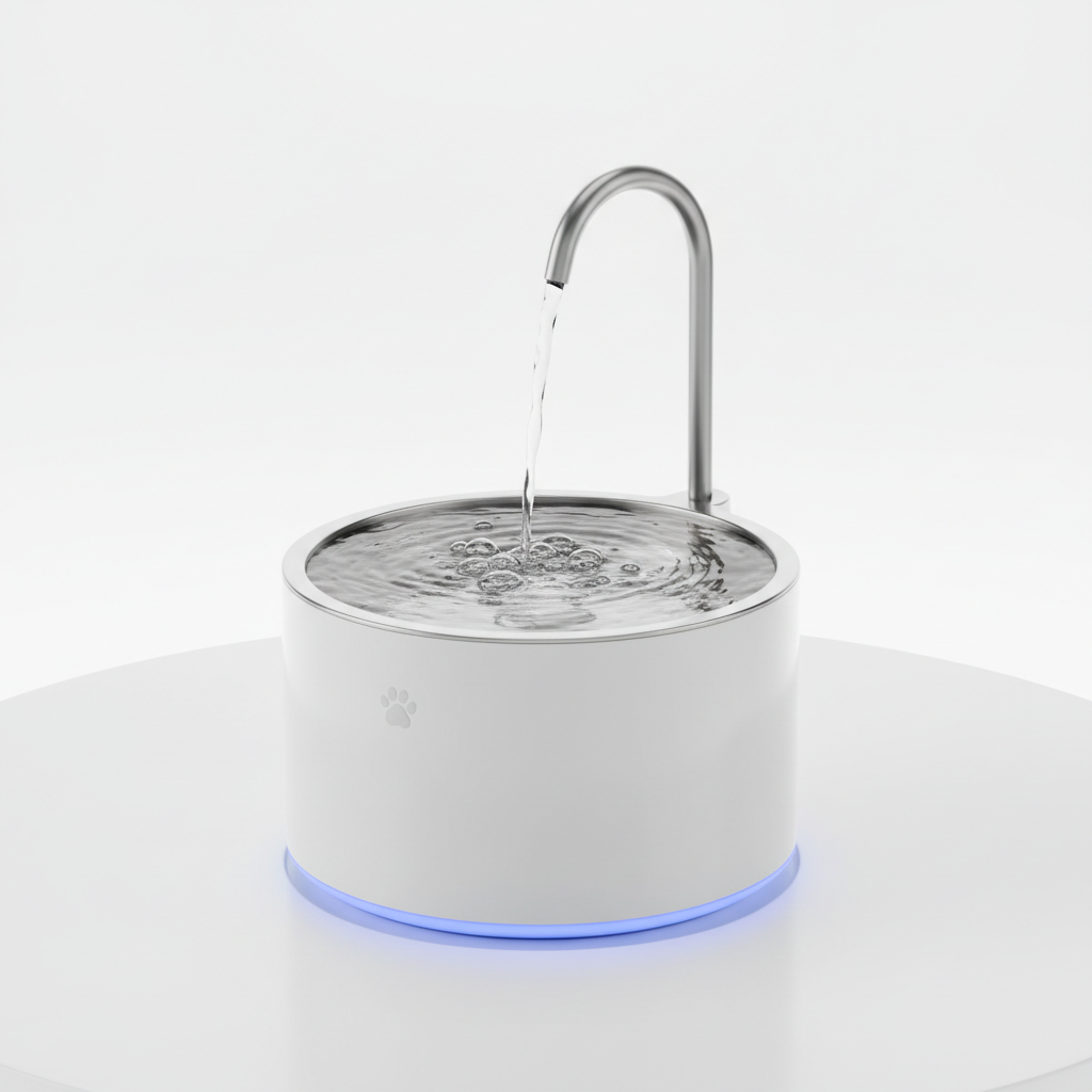 Product shot of wireless cat fountain